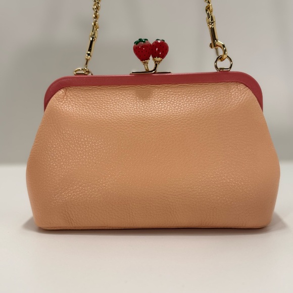 COACH Nora Kisslock Crossbody With Strawberry 🍓Leather Gold/Faded Blush/Taffy - Picture 11 of 16